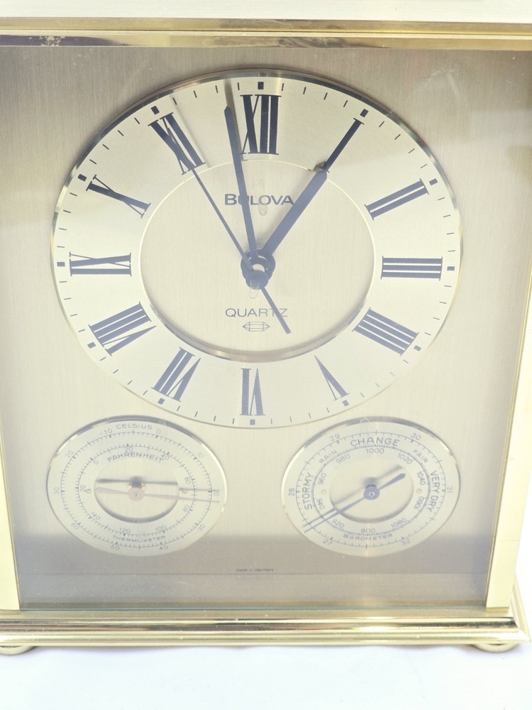 Boluva Brass Quartz Clock Temperature In Barometer