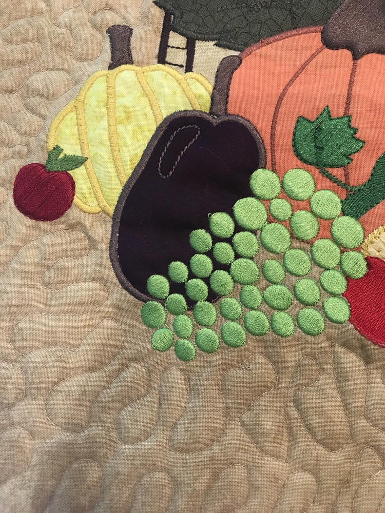 Handmade Quilt Piece Applique Placemat Fall Cornucopia Thanksgiving Brown