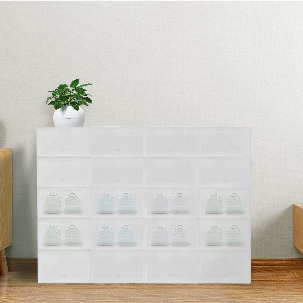 Stackable Shoe Storage Box Durable Plastic Sneaker Display Case Organizer 20pcs