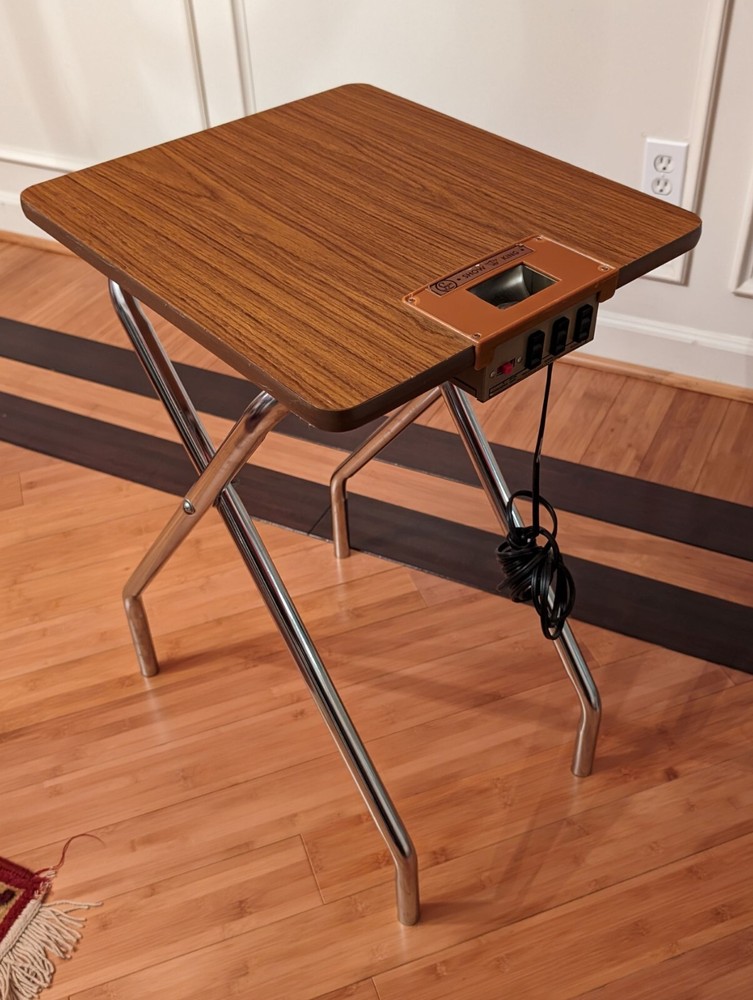 Logan Slide Projector Stand Foldable Table 28" high, 3 Power Plugins Vintage