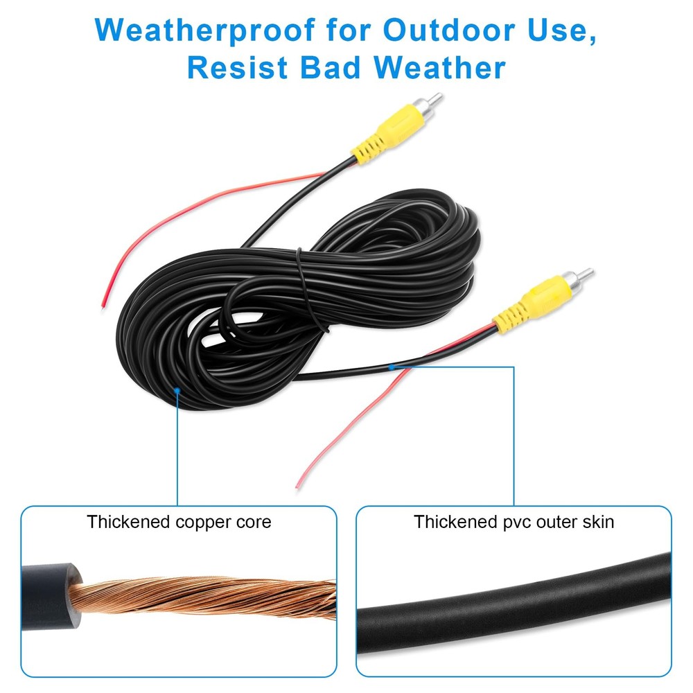 Tenbaba RCA Video Cable, Car Backup Camera Reverse Rear View Black