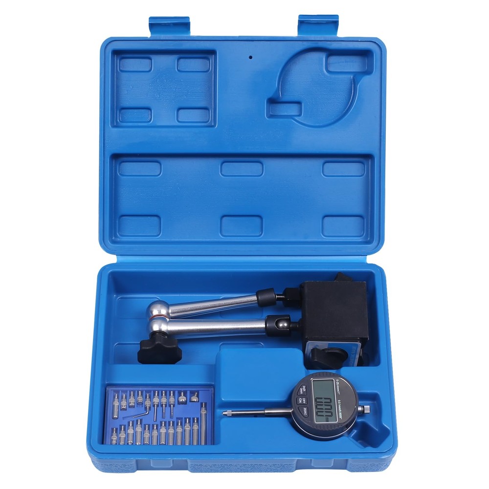 Electronic Digital Dial Indicator with Magnetic Base Holder Fine Adjustable L...