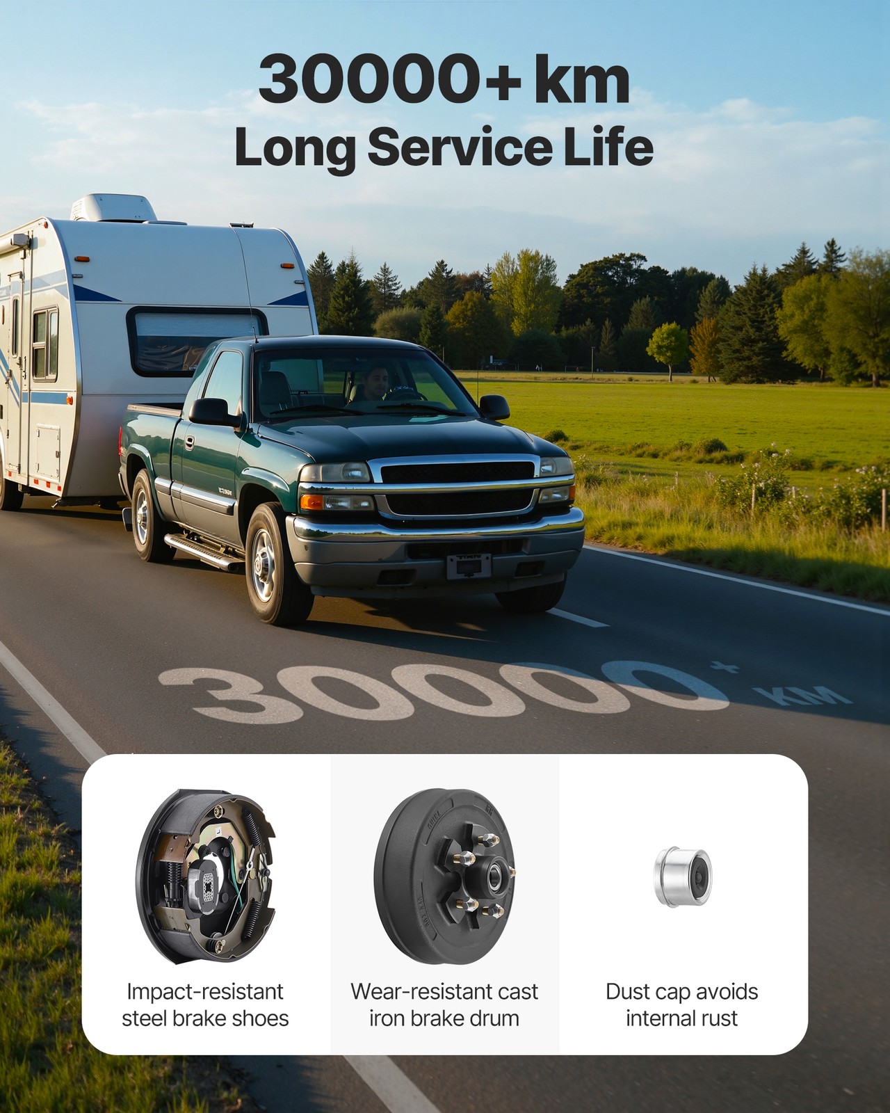 VEVOR Electric Trailer Brake 10 x 2-1/4 in 5-5" Hub Drum Kit for 3500 lbs Axle