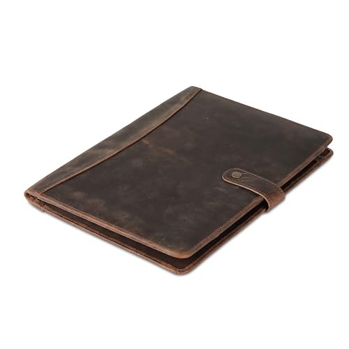 Leather Portfolio Folder with Button Closure | Business Distressed Tan