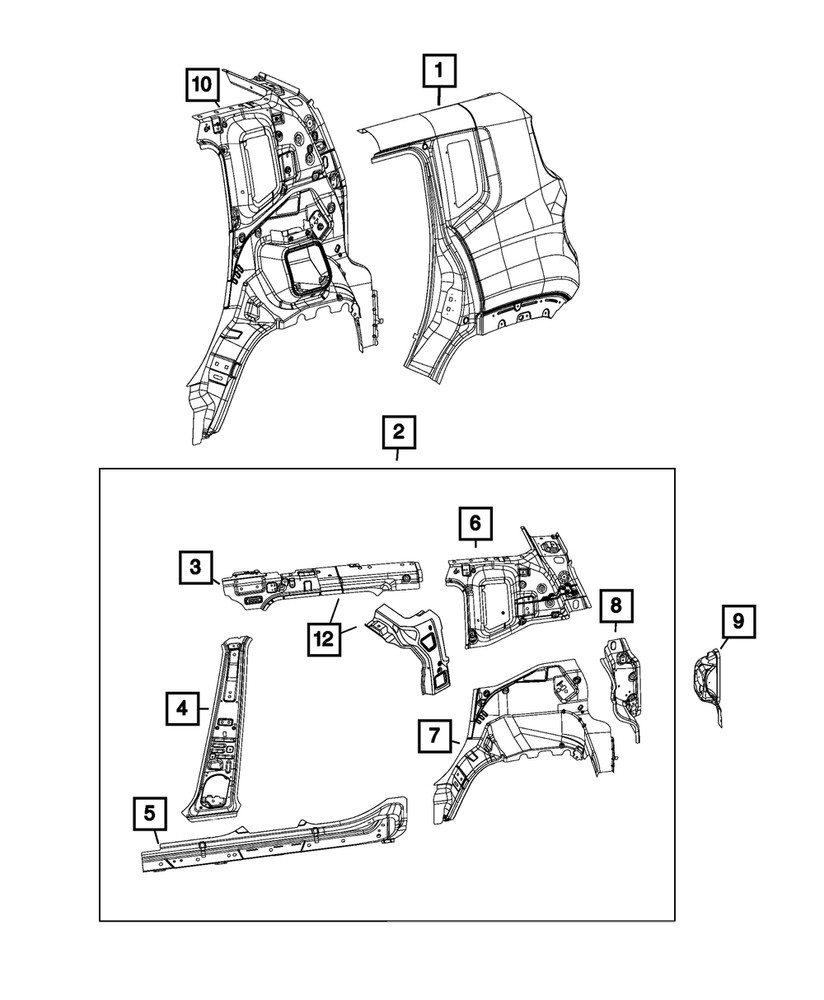 Genuine Mopar Taillamp Mounting Panel Right 68440105AA