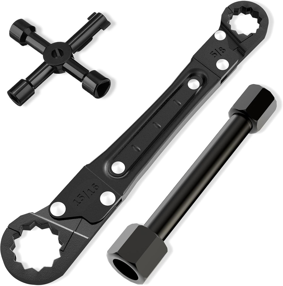 Plumbing Tools Angle Stop Wrench Kit - 3-Piece Plumber Tool Set with Compression