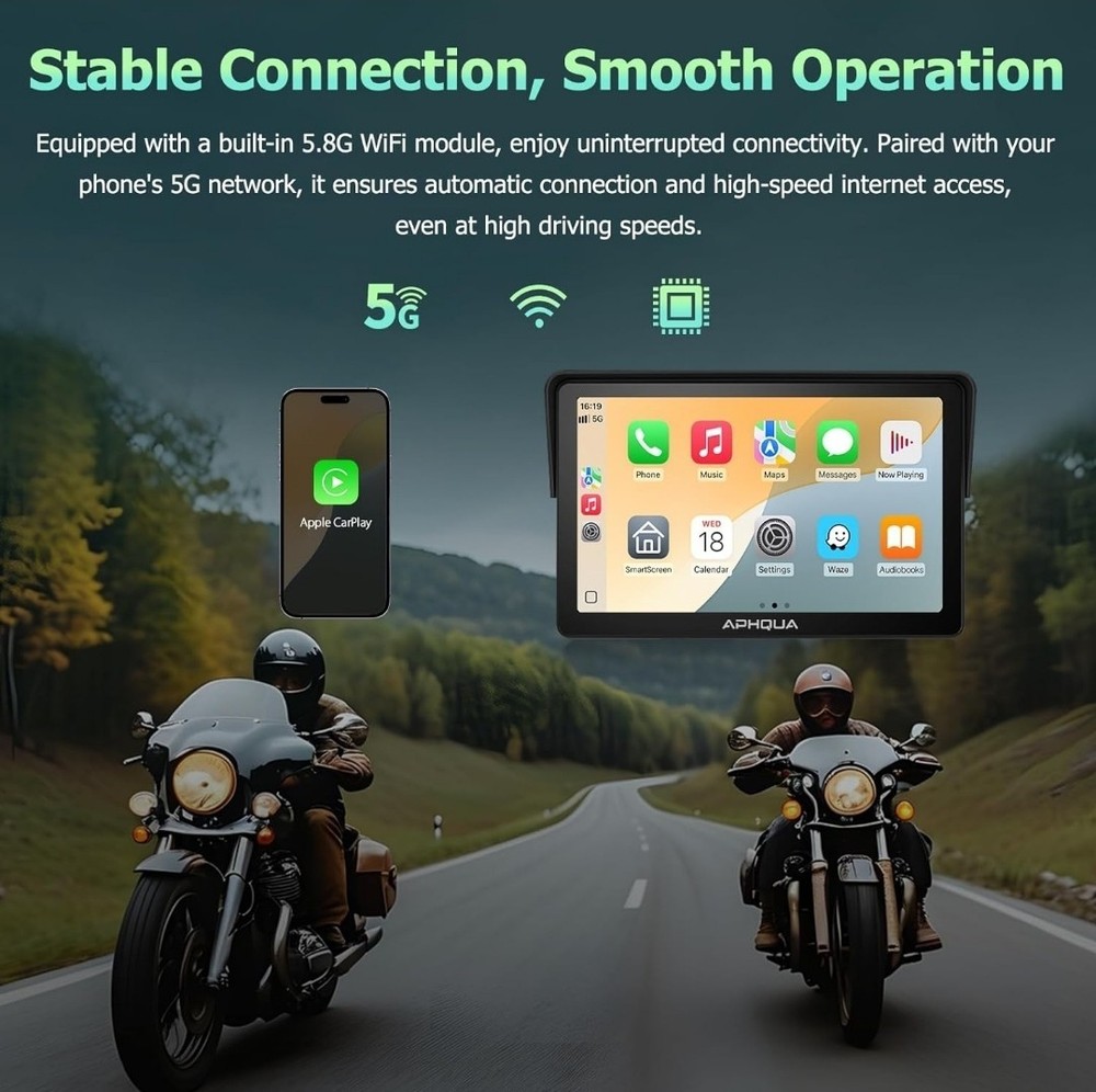 7-inch Motorcycle Navigation GPS Wireless Carplay Android Touch Screen + IP67