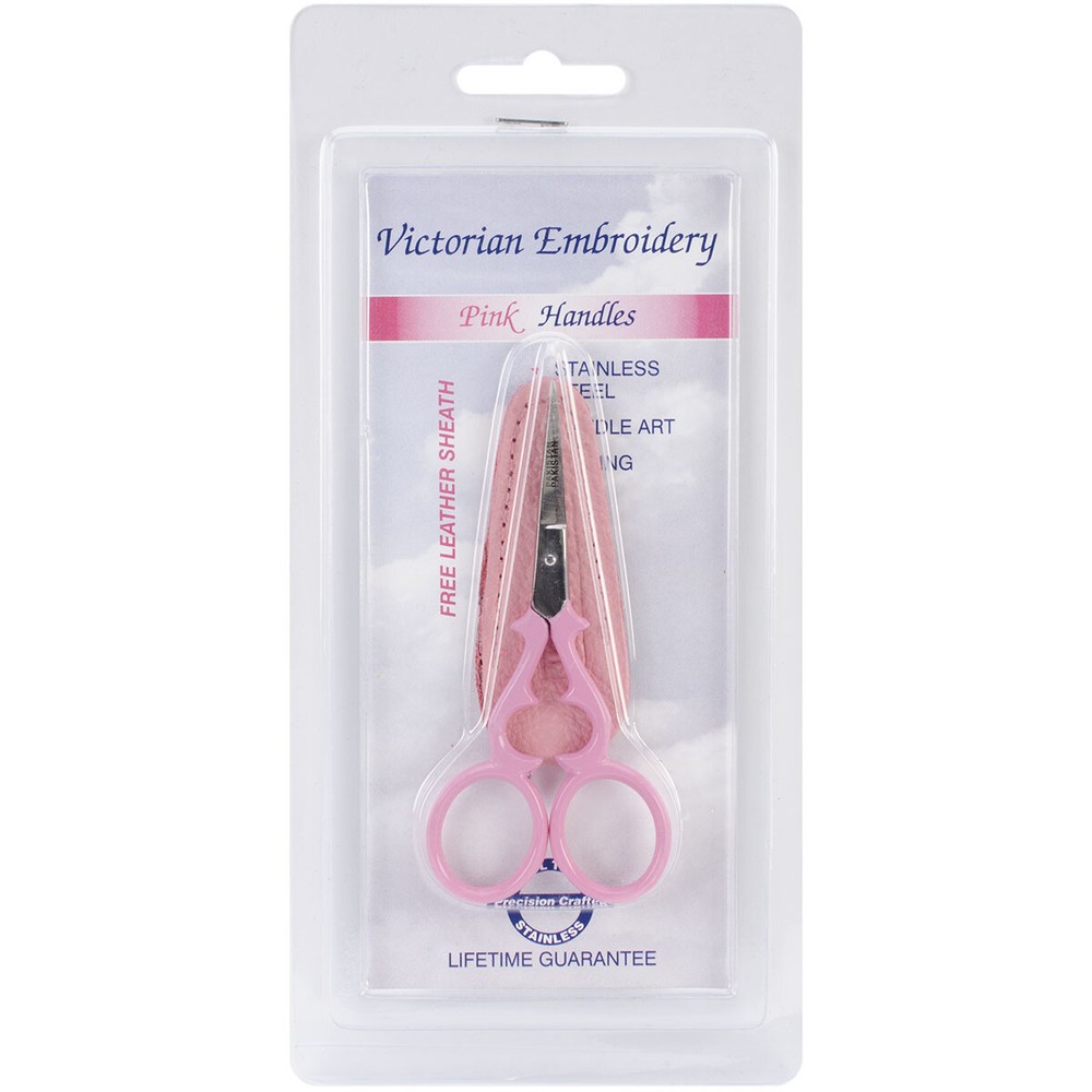 Victorian Scissors 3.5" Pink W/Leather Sheath