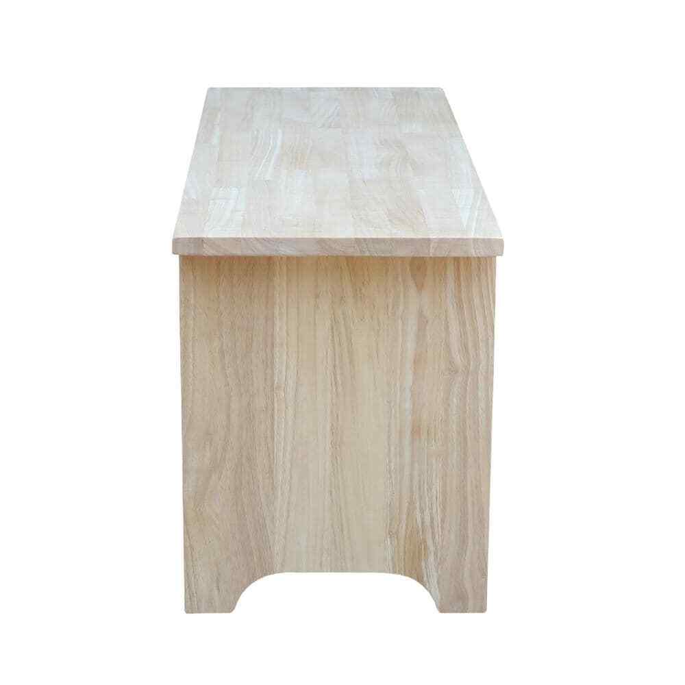 International Concepts Unfinished Bench Solid Wood Open Bottom Shelf Backless