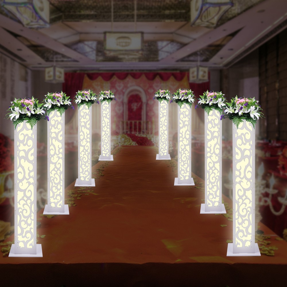 8Pcs Flower Columns LED White Elegant Wedding Column Pillar Decoration