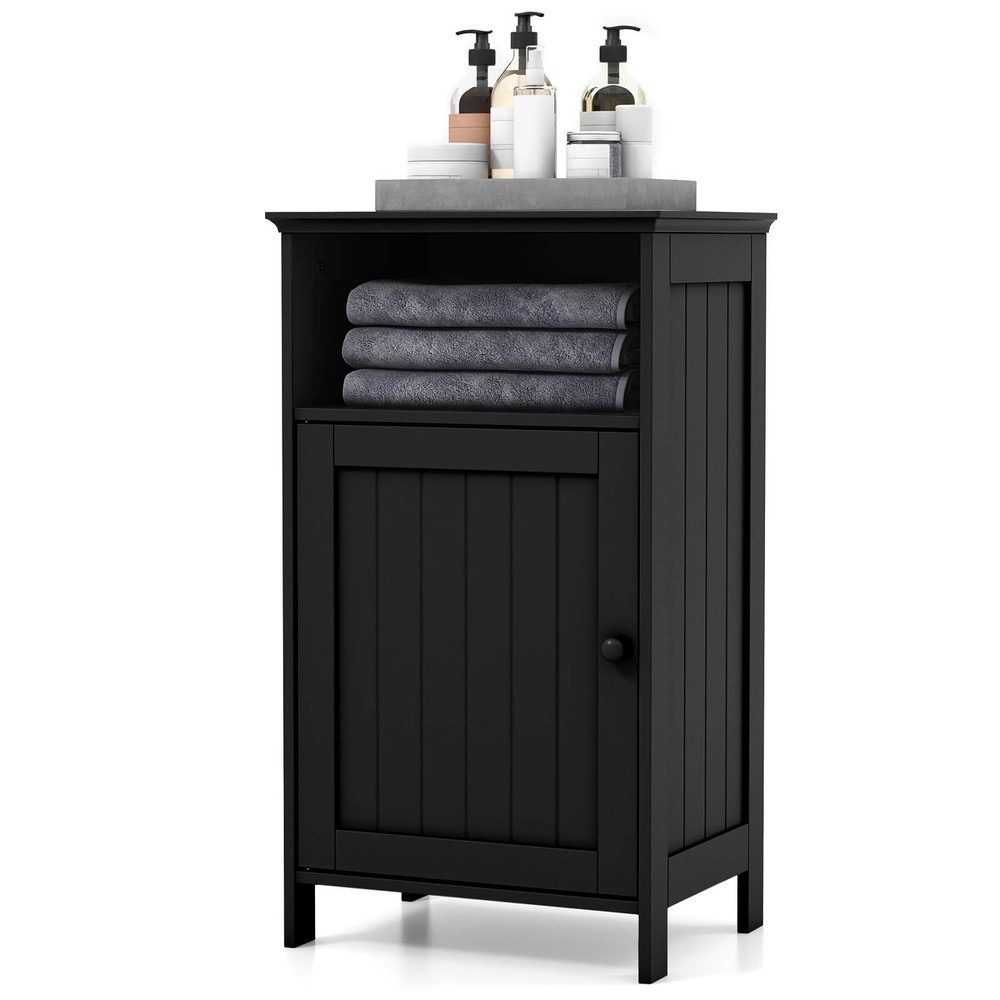 Bathroom Floor Storage Cabinet Side Table w/ Open Compartment & Adjustable Shelf