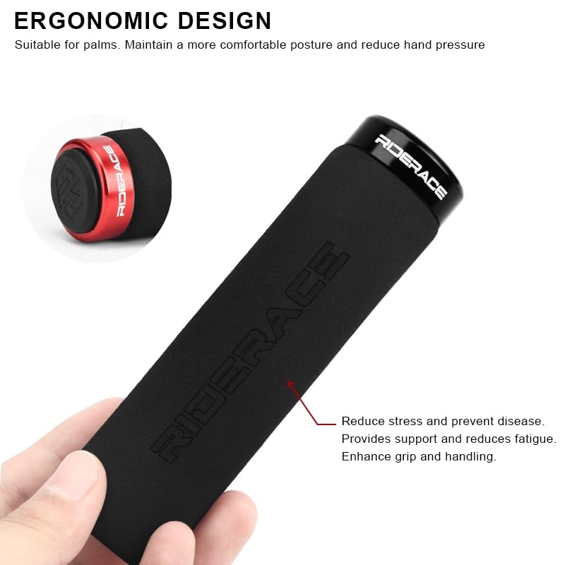 Bicycle Handlebar Soft and Comfortable Foam Grips,Shock red and black