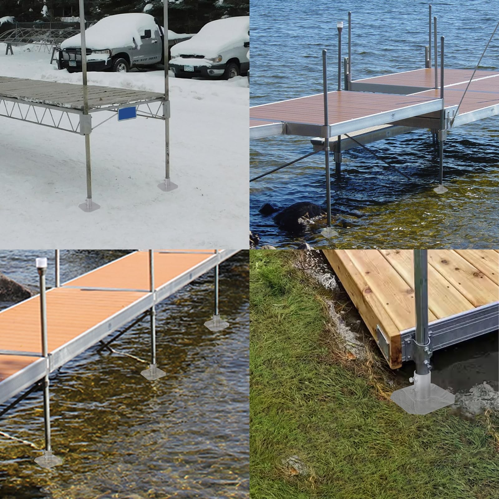 2 Pack Stationary Dock Bottom Pad,Stationary Base Plate,Floating Silver