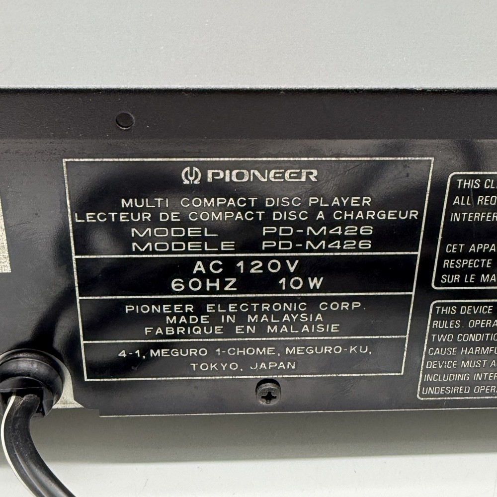 Pioneer PD-M426 6 Disc CD Changer Player No Remote