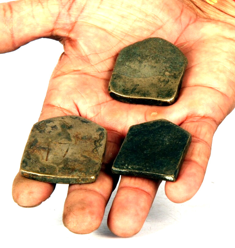 3Pc Vintage Engraved Different Design Solid Casted Brass Dye / Seal / Stamp