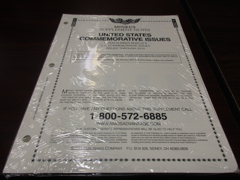 "MINKUS"SUPPLEMENT NOTES UNITED STATES COMMEMORATIVE  MUSC10  W/FREE SHIPPING!!!