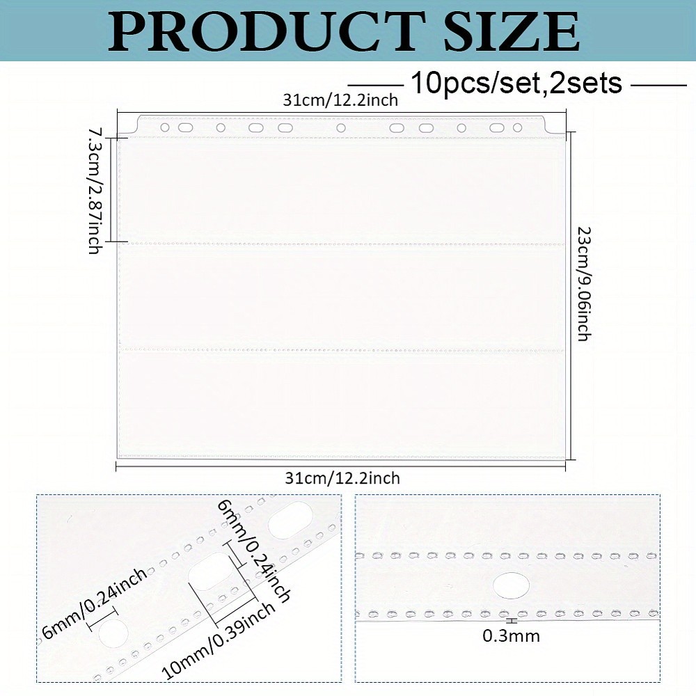2sets 10pcs A4 Size PP Plastic Binder Inner Pages for Card Holder Rectangle