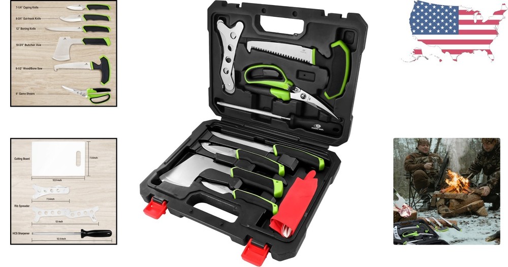 Portable Game Processing Set - 10-Piece Essential Tools for Hunting Adventures