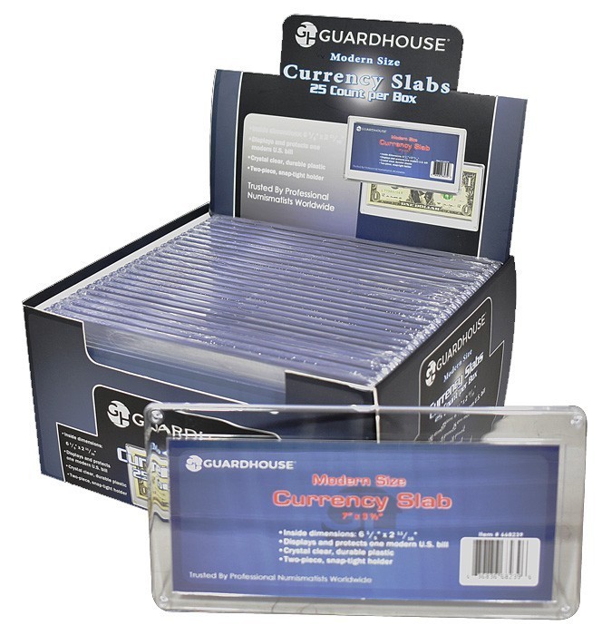 2 Clear Currency Snaplock Holder Modern Regular Dollar Size Display Slab Plastic