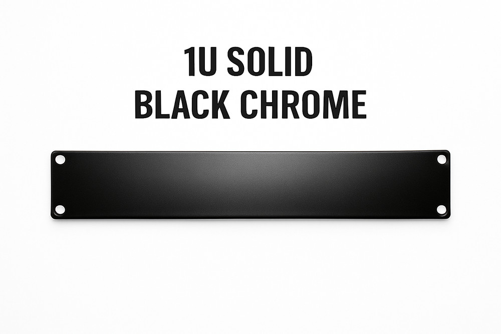Black Chrome 1U Rack Panel – 19” Steel Faceplate – Custom Finishes!