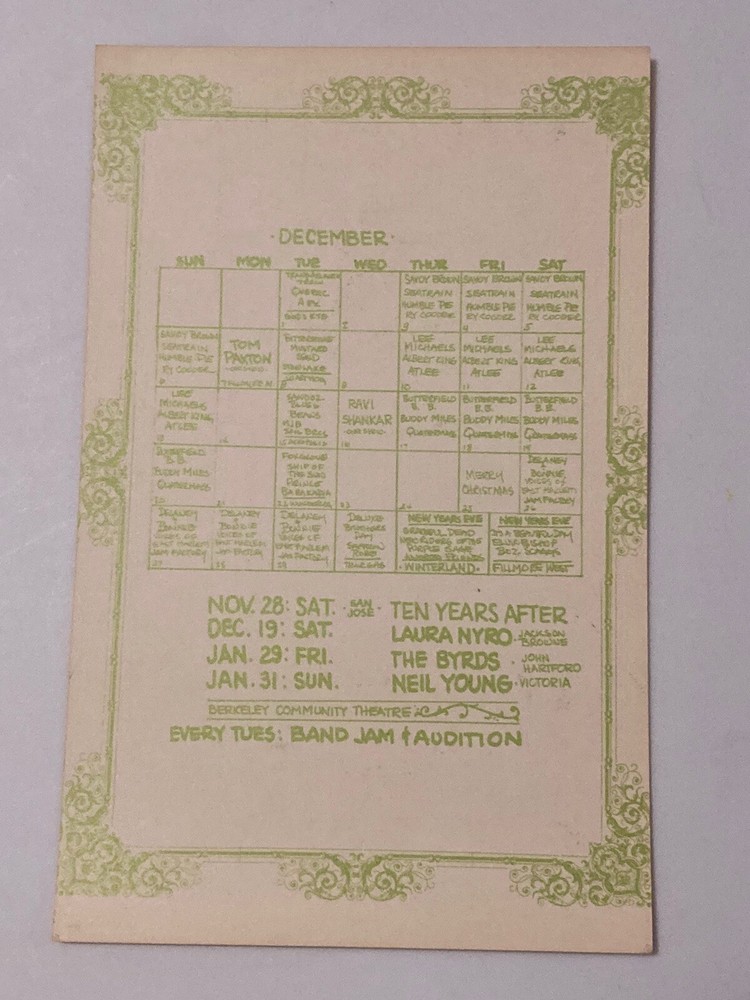 BG 260 Lee Michaels Albert King SIGNED DAVID SINGER 1970 Postcard Handbill