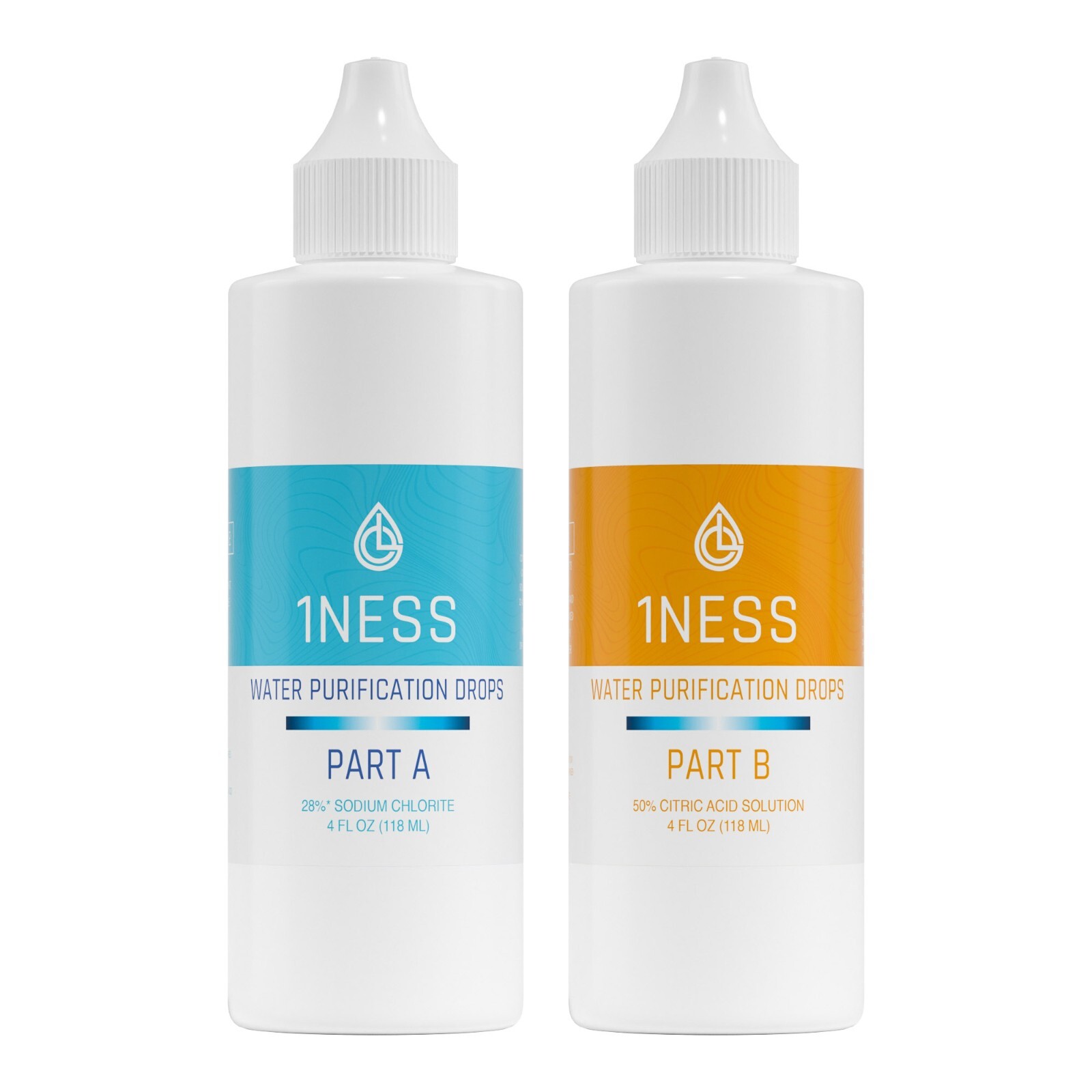 1ness Water Treatment Drops - BPA-Free Plastic Bottles - 4oz Kit (CitricKit)