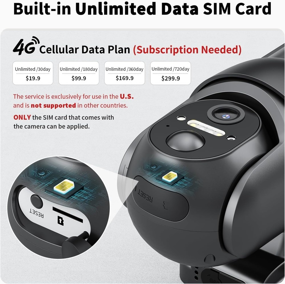 360° View Solar Security Camera - Cellular Connectivity & Water-Resistant Design