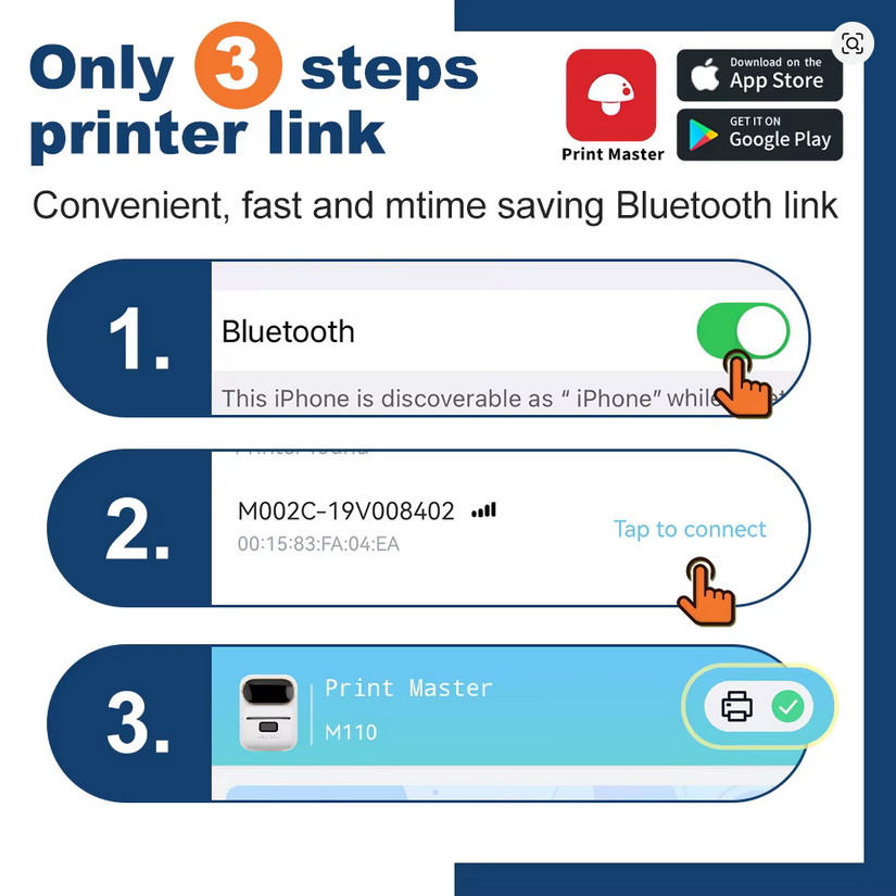 Phomemo M110 Thermal Label Printer Bluetooth Portable Barcode Sticker