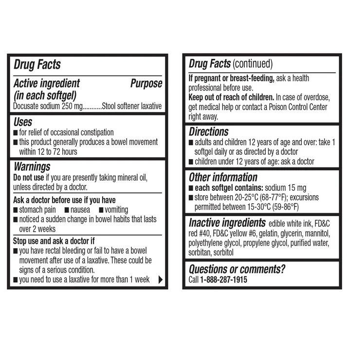 Equate Stool Softener Laxative Softgels 100mg 140 CountvsColace Regular Strength