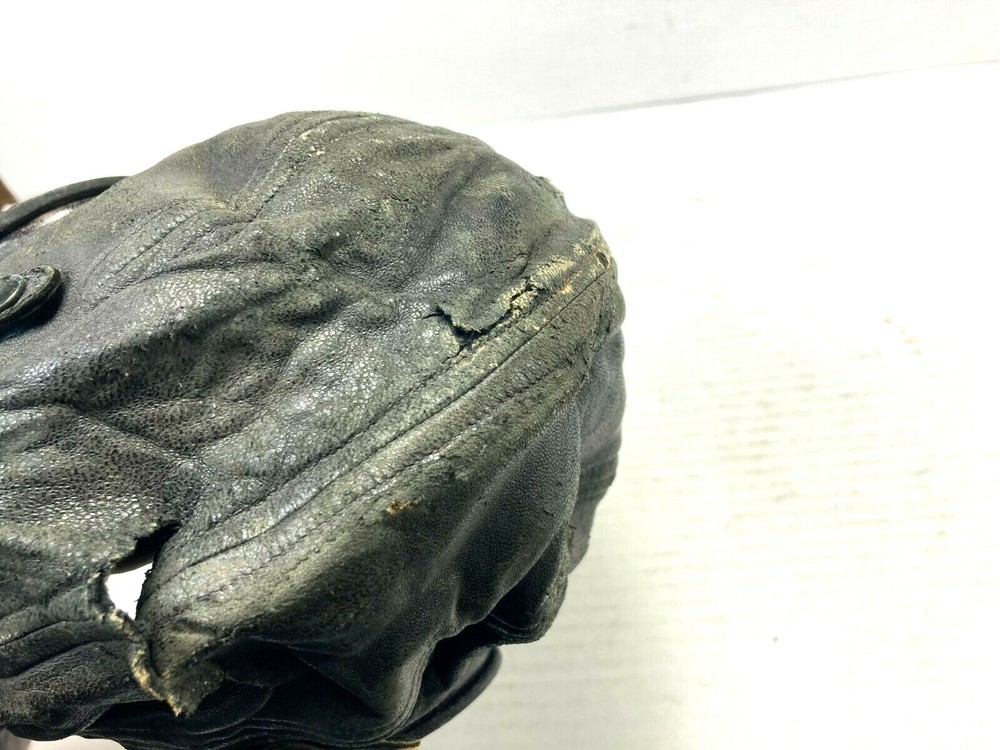 WW2 Navy Leather Deck Cap, Size Large Rough condition