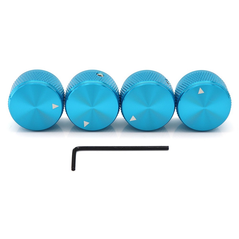 4Pcs Aluminium Alloy Blue Guitar Knobs Volume Audio Pot Control Knurled Knobs