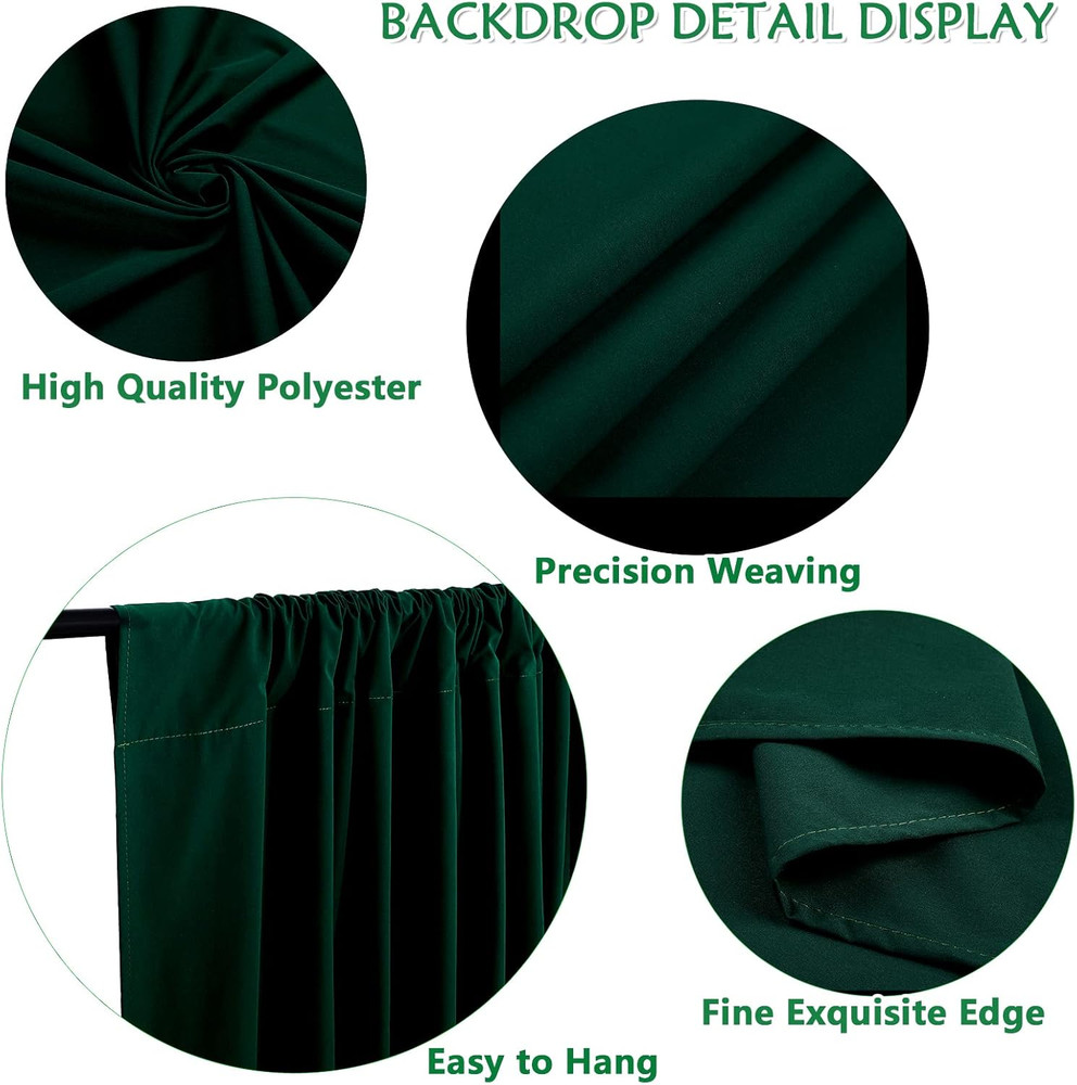 Green Backdrop Curtain for Parties Polyester Backdrops Photo Drape 10Ftx8Ft Outd