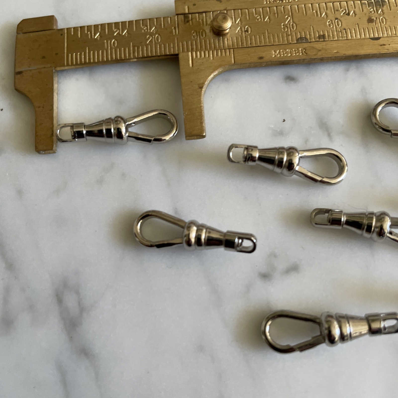 2 Pc Lot Swivel Clip Albert Watch Chain Repair White SILVER Clasp