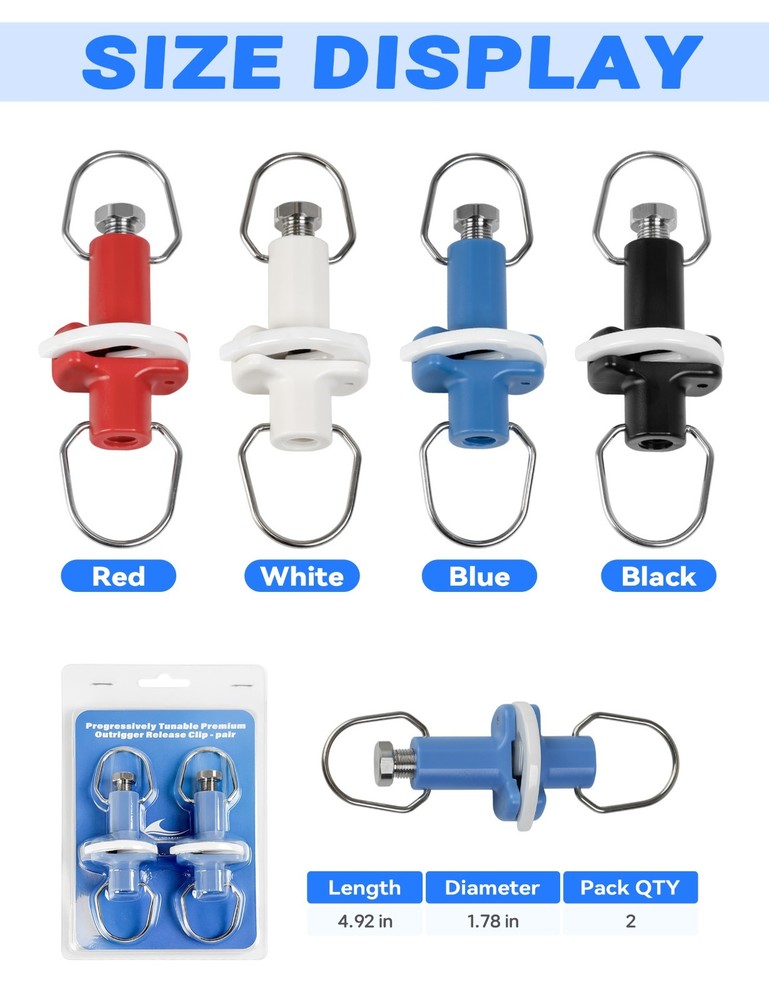 BLUEWING 2pcs Progressively Tunable Premium Outrigger Release Clips US Seller