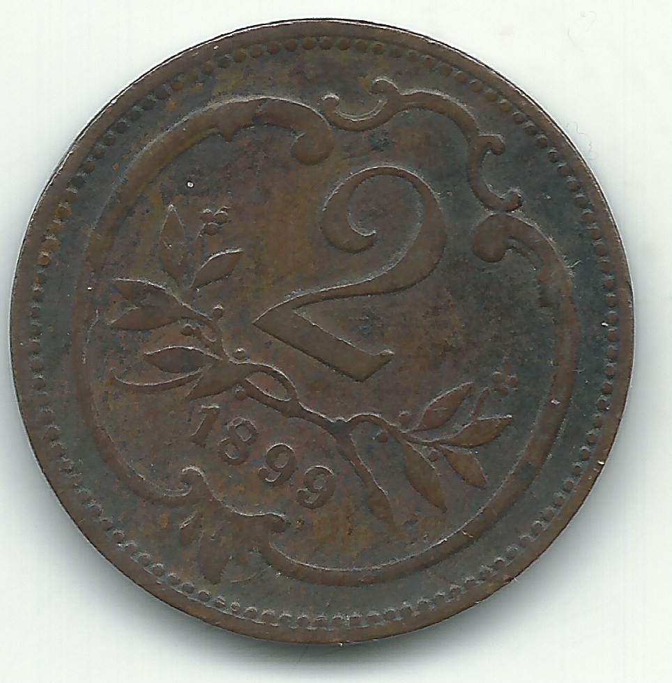 A HIGH GRADE 1899 AUSTRIA 2 HELLER COIN-SEP111