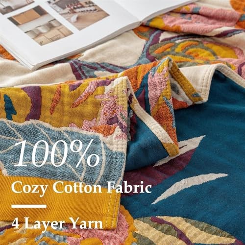 Boho Throw Blanket - 100% Cotton Ultra Soft Bed Throw Large - Fall Blanket