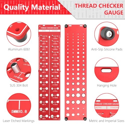 Thread Checker 2 PCS, Nut and Bolt Thread Checker, Aluminum Bolt Size and