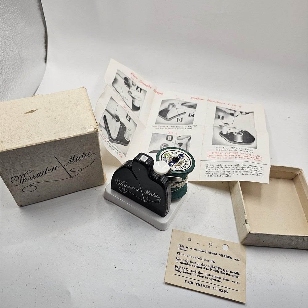 Vintage Thread-a Matic Sewing Automatic Needle Threader In Box 700 Instruct