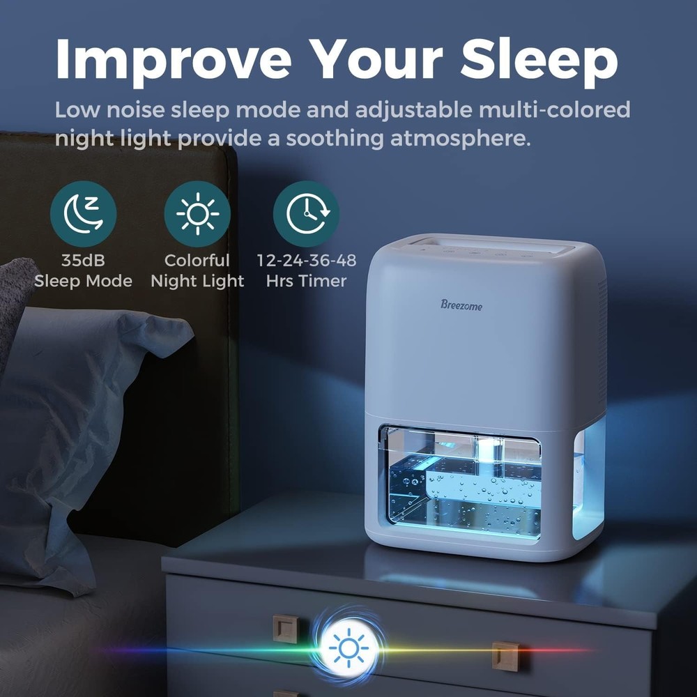 60 OZ Dehumidifiers for Home, Dual-Semiconductor Quiet Dehumidifier with Timer S
