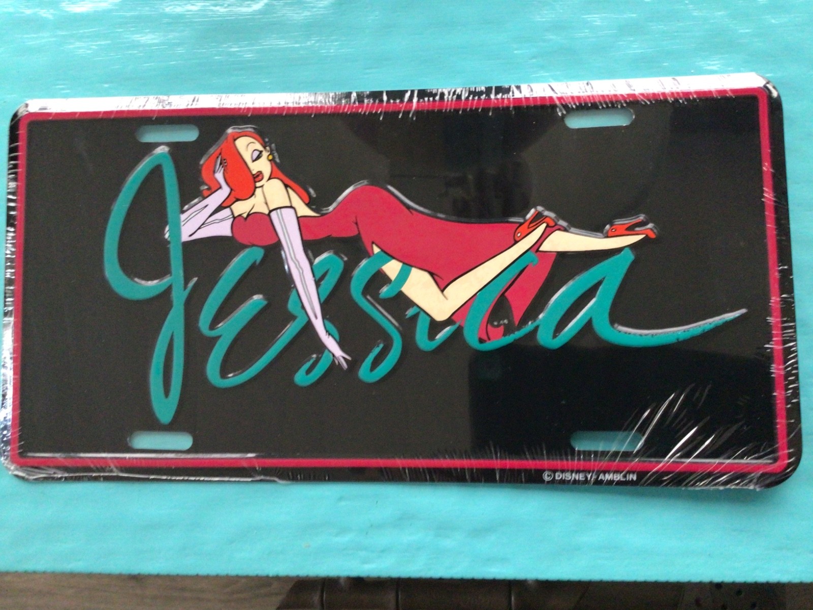 JESSICA RABBIT DISNEY AMBLIN LICENSE PLATE SIGN DISPLAY PROP METAL SEALED