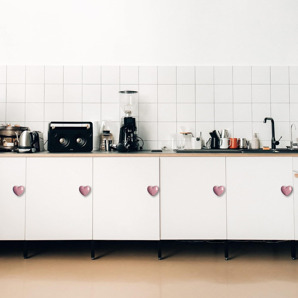 Ceramic Drawer Knobs Heart Shape Cabinet Dresser Pulls Handles with 3 Sized Scre