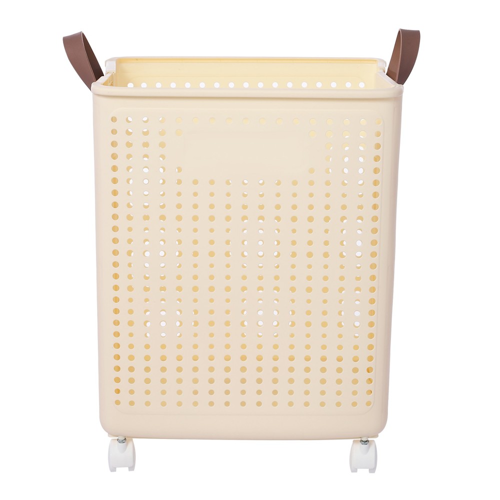 66lbs Collapsible Laundry Hamper Foldable Rolling Laundry Basket With Wheels