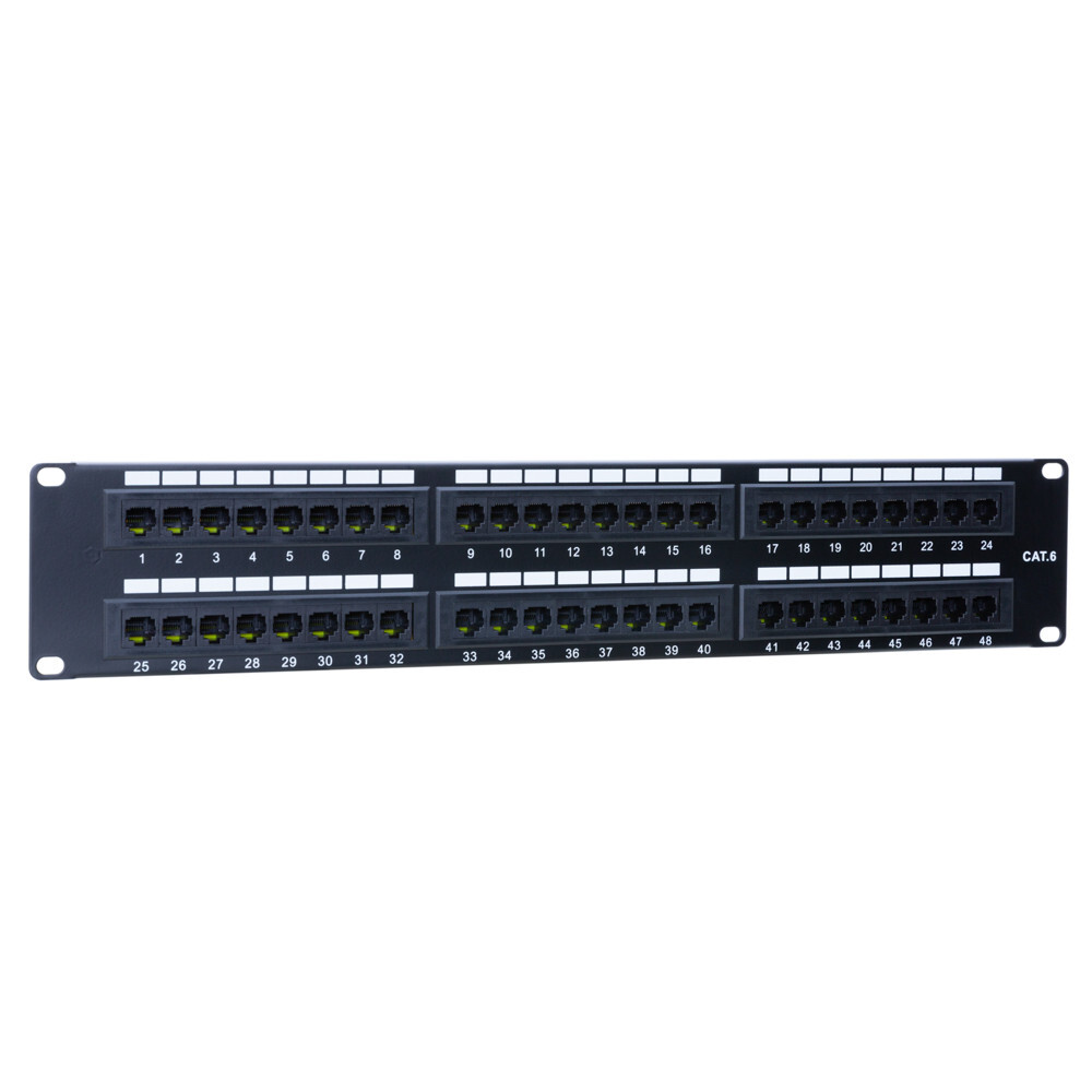 Cat6 UTP Patch Panel 48 Ports 110Type RJ45 Ethernet LAN Network Rack Wall Mount