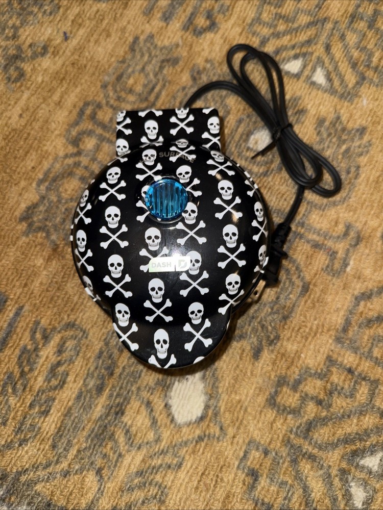 Dash Mini Waffle Maker 4" Skull Shaped Waffles All Over Print