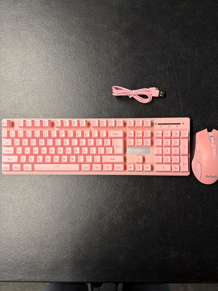 RedThunder Wireless Pink Keyboard & Mouse Combo With USB Cable