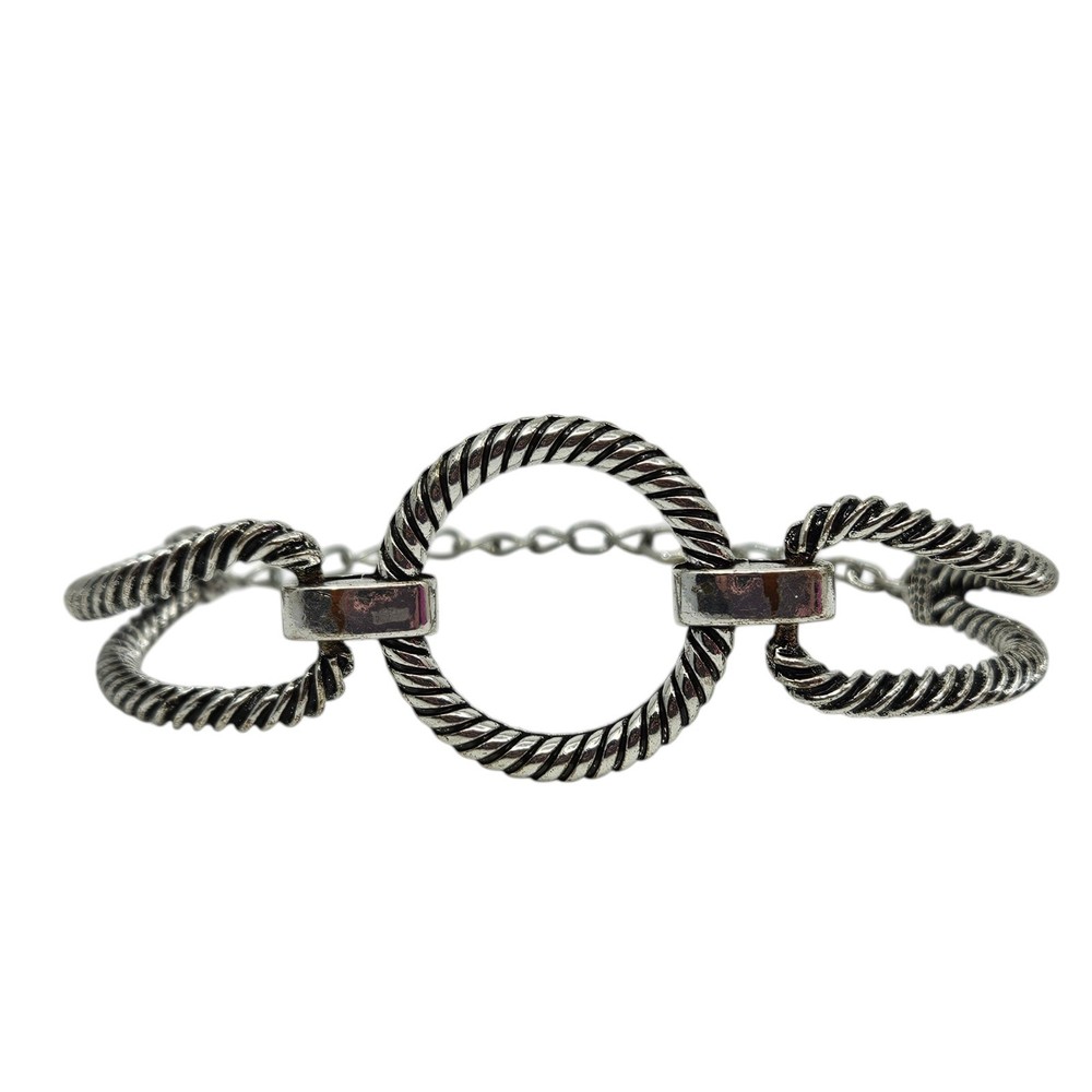 Vintage Silver Tone Circular Bracelet Adjustable