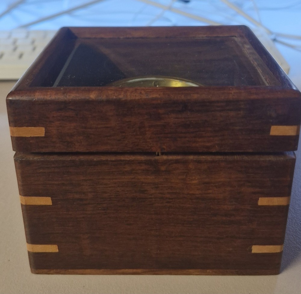 BRASS GIMBAL COMPASS BOXED ~ NAUTICAL COMPASS ~ MARITIME ~ PIRATE ~ COMPASS