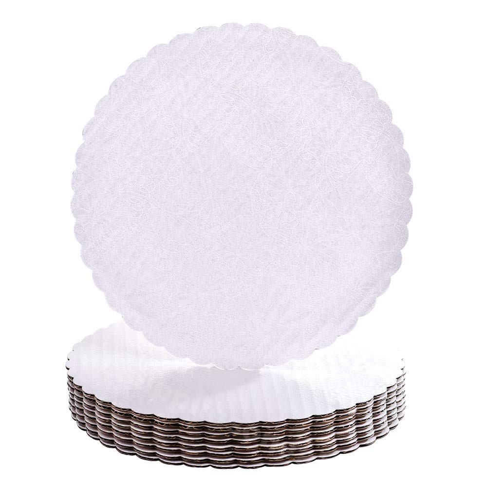 8 White Scalloped Edge Cake Boards, 12 ct