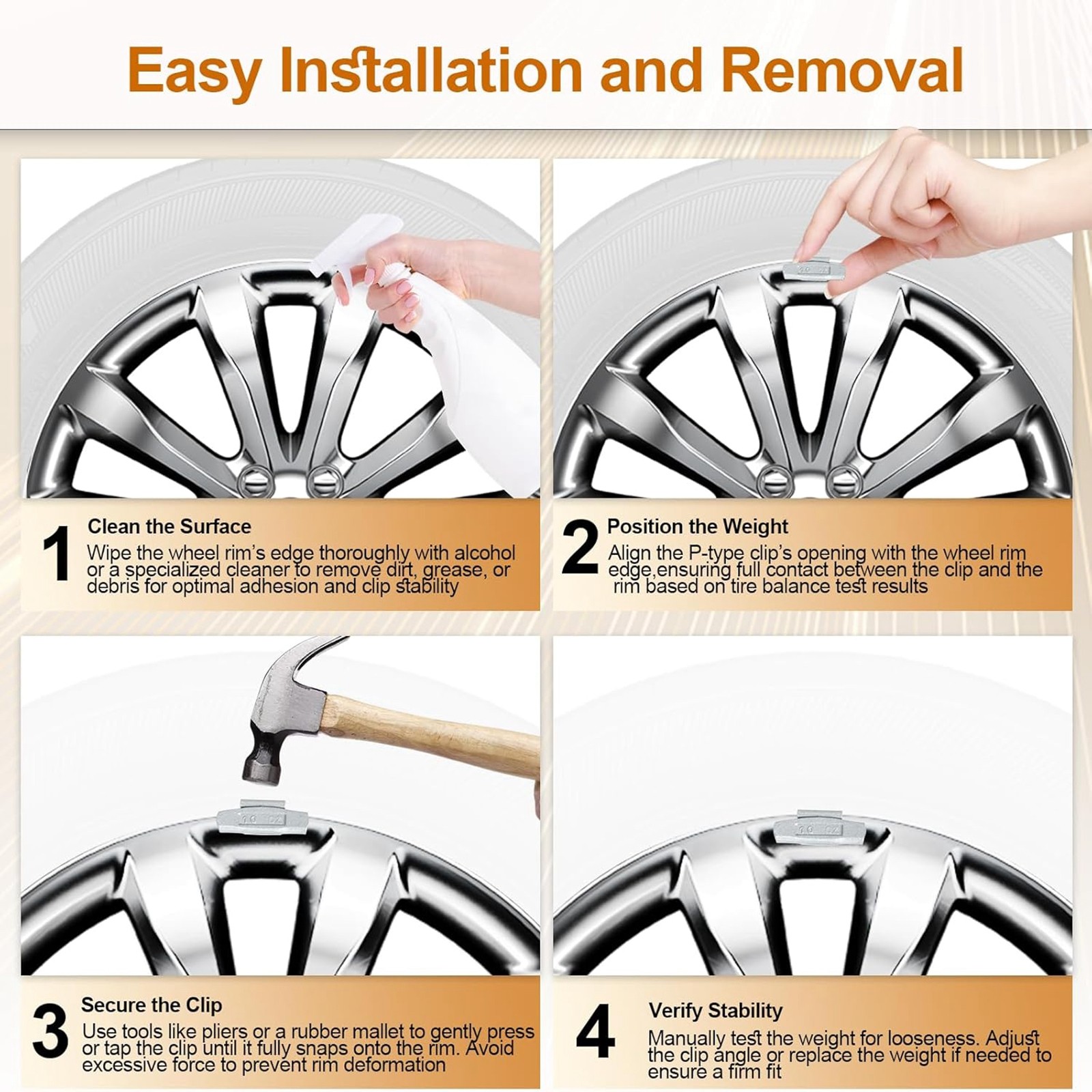 100 Pcs ASSORTMENT CLIP-ON WHEEL WEIGHT BALANCE P STYLE 0.25 0.50 0.75 1.00 oz