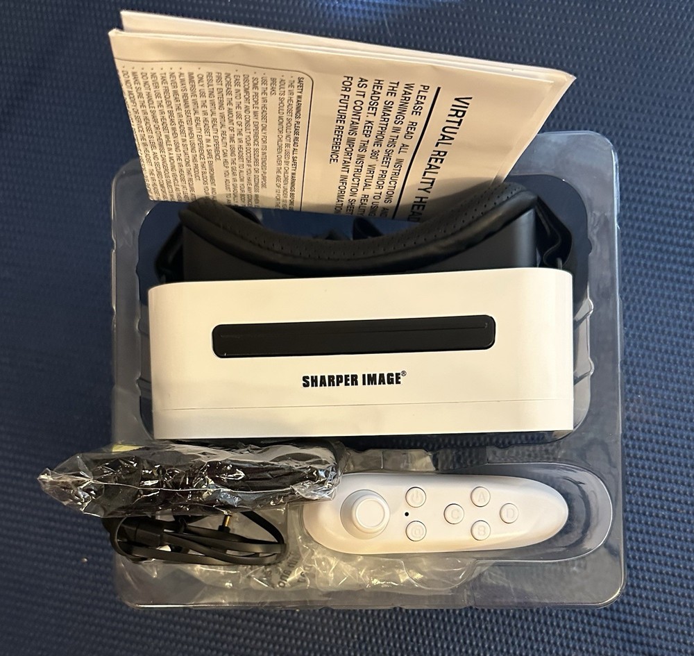 Sharper Image Smartphone 360 VR Headset with Controller and Integrated Earbuds